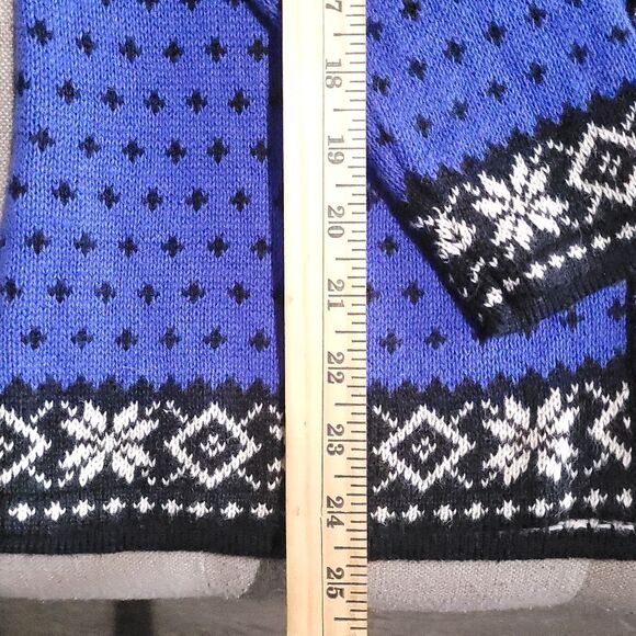 NOMADIC TRADERS Blue Fair Isle Snowflake Zip Up Cardigan Womens Medium - Picture 10 of 10